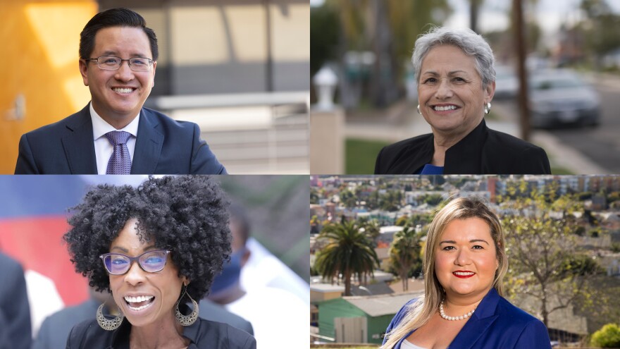 Clockwise from upper left: Kent Lee, Jennifer Campbell, Vivian Moreno and Monica Montgomery Steppe are seen in these undated campaign photos.