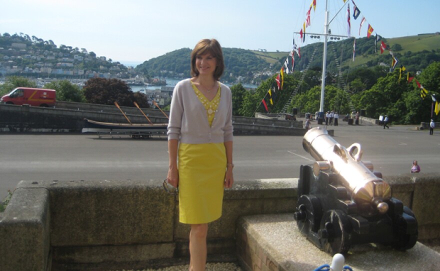 Presenter Fiona Bruce at Dartmouth Naval College.