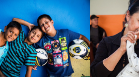 From left to right: Kids at one of the orphanages in Tijuana that Corazon de Vida helps support are pictured in this undated photo by Pat Rogers. Hilda Pacheco-Taylor is pictured in this undated photo holding a baby from an orphanage her nonprofit helps fund. 