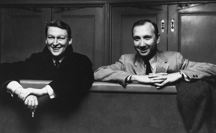 Nichols, left, and playwright Neil Simon pose together after a show rehearsal in March 1968, in New York City.