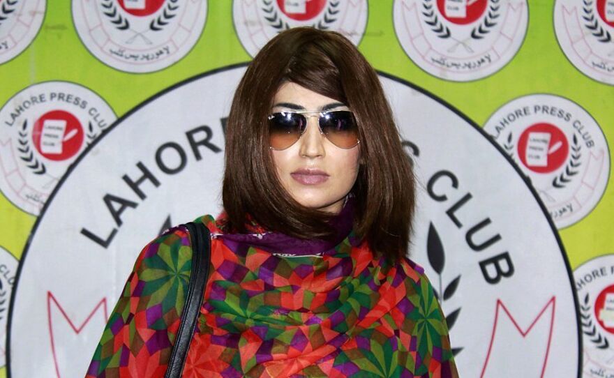 Pakistani social media celebrity Qandeel Baloch arrives for a press conference last month in Lahore, Pakistan.