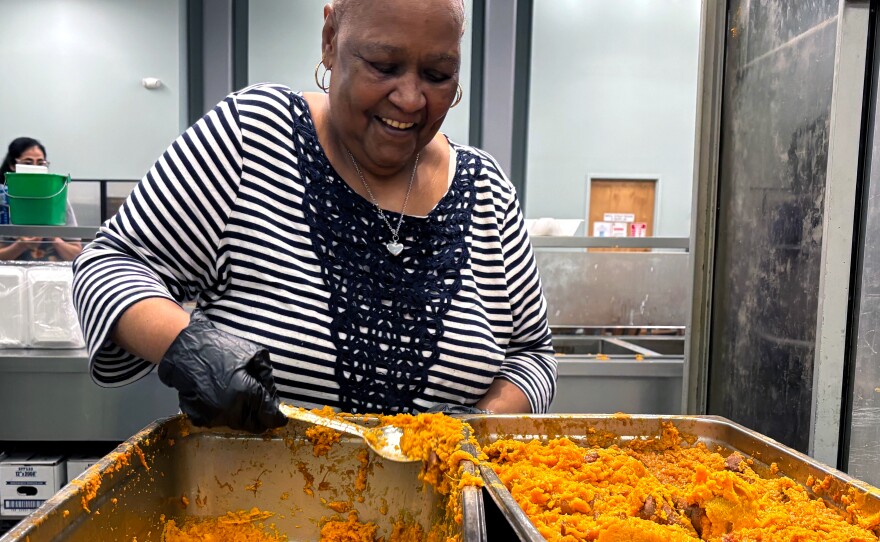 Dalene Basden volunteers at a local soup kitchen after her day job helping families who have children with special needs. Now, with gas and grocery prices rising, she's finding it hard to make ends meet herself.