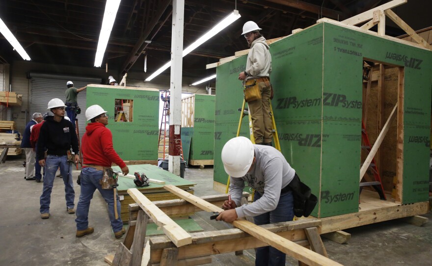 Students in the construction program at Texas State Technical College in Waco.