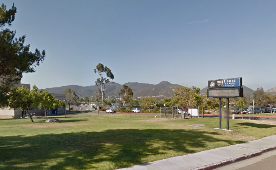 A claim that several bombs had been placed at West Hills High School in Santee prompted authorities to place the school on lockdown, May 26, 2015.