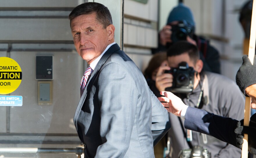 Former national security adviser Michael Flynn arrives at U.S. District Court in Washington, D.C., in 2018.