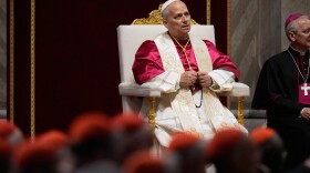 Pope Leo XIV leads a vigil for peace inside St. Peter's Basilica at the Vatican, Saturday, April 11, 2026.
