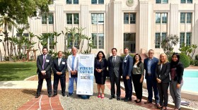 San Diego County Suicide Council and County Leaders are pictured outside the County Administration Center on September 8, 2021.   