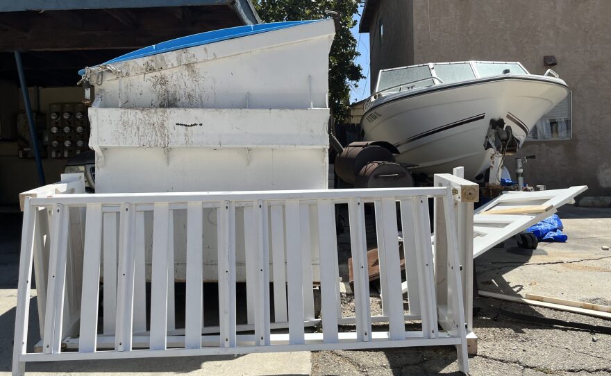 A complaint about illegal dumping filed through the city of San Diego's Get It Done app said discarded furniture was blocking the dumpster, causing the garbage company to refuse to pick up the trash.