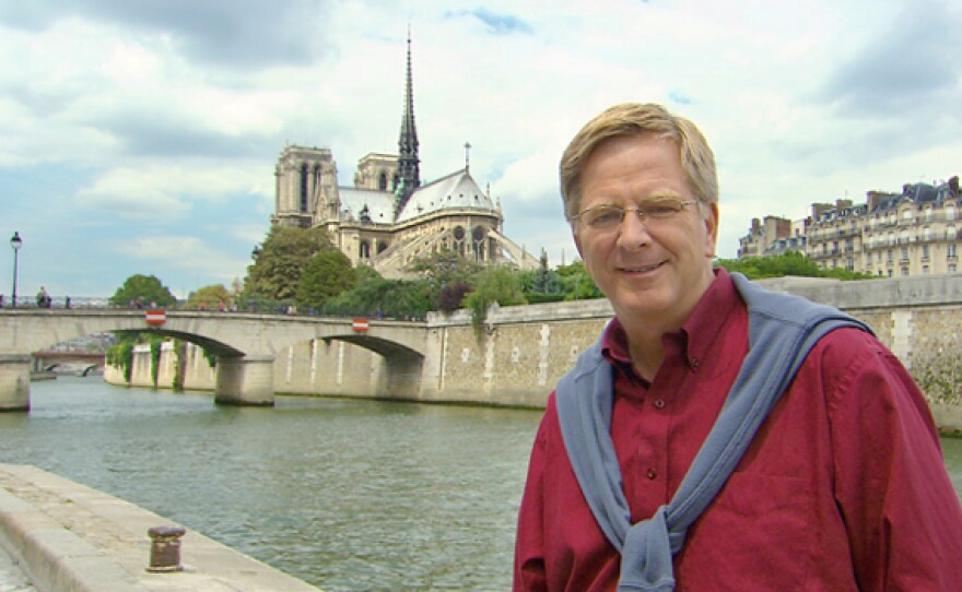 Rick Steves and Notre Dame, Paris.