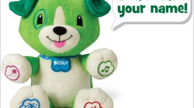 LeapFrog's My Pal Scout can be programmed to say a child's name by plugging it into an online database. LeapFrog only records new names after three people have requested it.