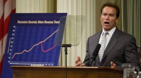 Gov. Arnold Schwarzenegger speaks to a joint session of the Legislature at the State Capitol June 2, 2009 in Sacramento, California. 