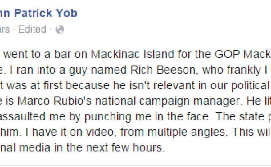 John Yob's Facebook post.