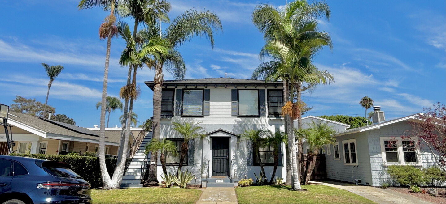 A duplex sits on a street in Mission Hills, where most properties are zoned for single-family homes, July 24, 2026.