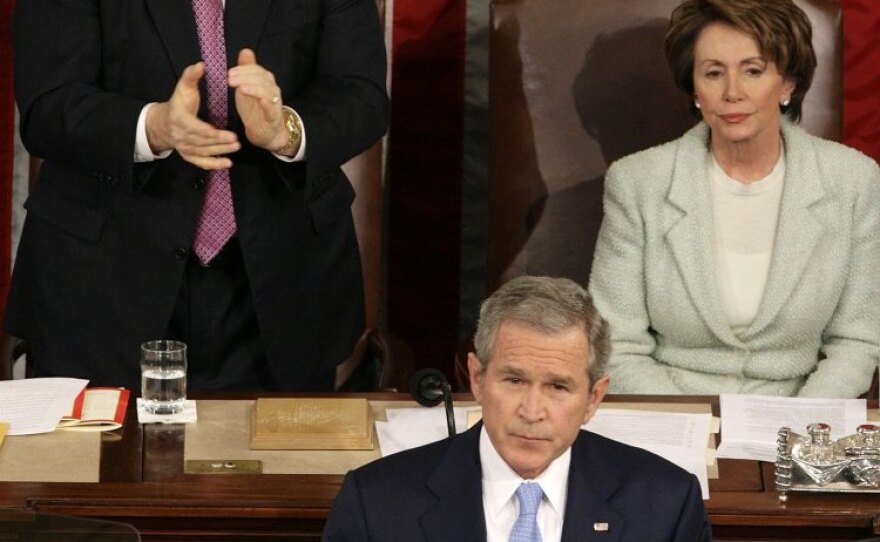 As President George W. Bush delivered his State of the Union address in 2007, a classic partisan scene played out behind him. Vice President Dick Cheney stood and applauded, while House Speaker Nancy Pelosi sat still.