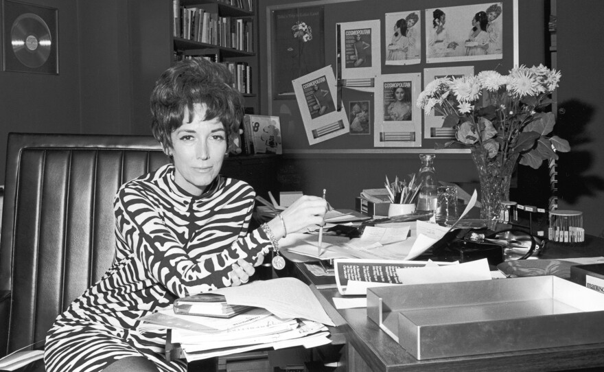 Helen Gurley Brown in her office at Cosmopolitan magazine in the 1960s .The legendary editor, subject of two new biographies, knew sex sells – and food brings in ad money. She cannily combined them with features like "After Bed, What? (a light snack for an encore)."
