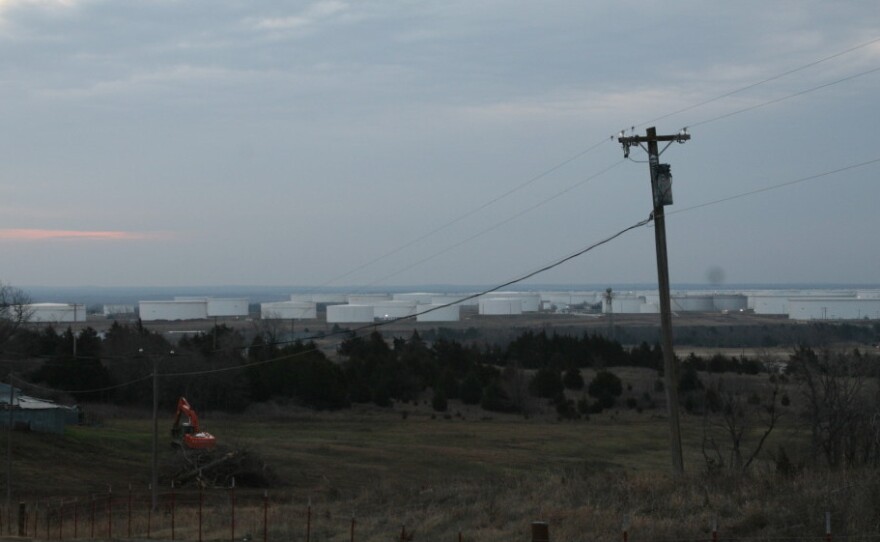 Giant oil tanks like these stretch for miles in Cushing, seen in 2012.