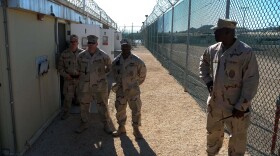An image reviewed by the U.S. military shows guards at the Camp Four detention facility during a media visit December 10, 2008 on U.S. Naval Station Guantanamo Bay, Cuba. 