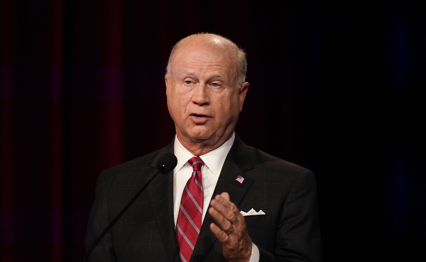 Georgia Lt. Gov. candidate Butch Miller participates in a Republican primary debate on May 3 in Atlanta.