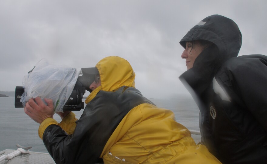 Gabriela Cowperthwaite (right) shooting her documentary "Blackfish."