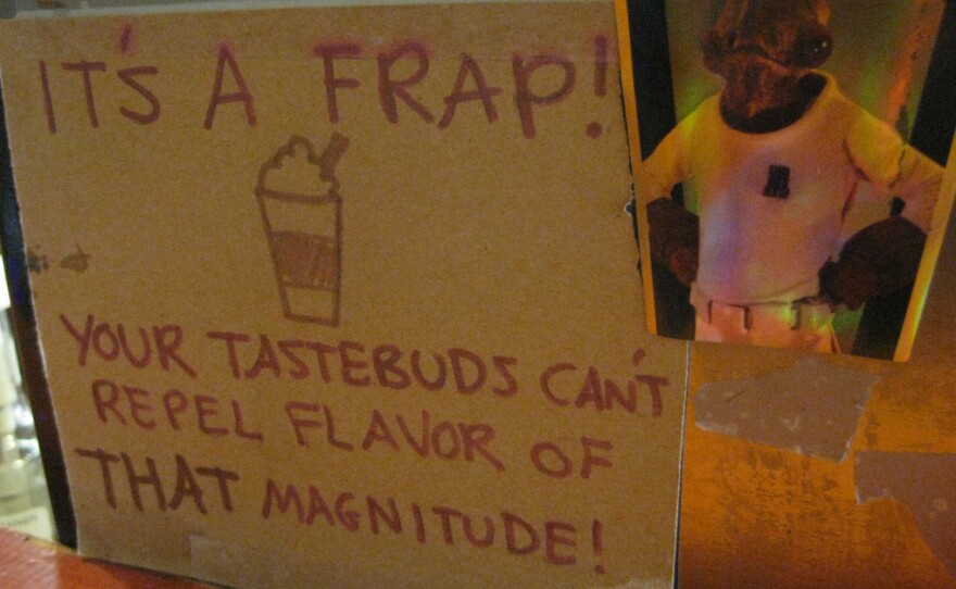 Admiral Ackbar makes an appearance at Chocolaté Coffee in Decatur, Ga.