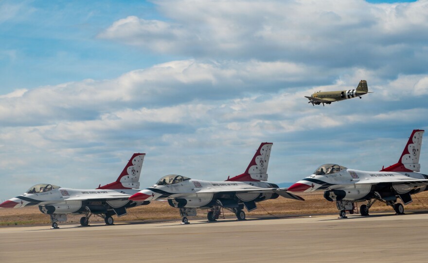 The Mountain Home Air Force Base in Idaho hosted the the Gunfighter Skies Air Show featuring a variety of military aircraft. During the show, two jets collided and crashed into the ground. All of the crew are in "stable condition," according to the base.