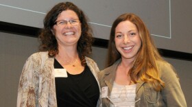 This undated photo shows Jenny Bramer, left, posing with a woman. 