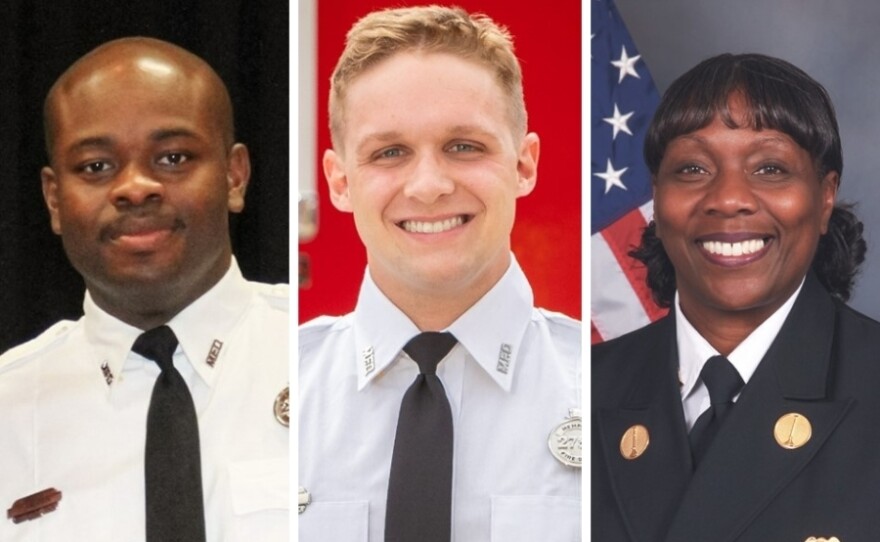 JaMicheal Sandridge (left), Robert Long and Lt. Michelle Whitaker were terminated following the Memphis Fire Department's own internal investigation into the death of Tyre Nichols.