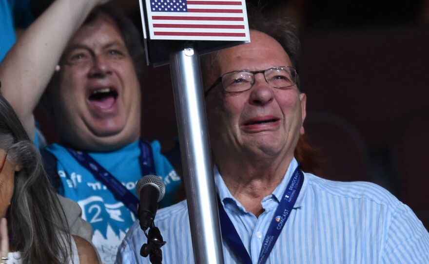 Larry Sanders tearfully casts a vote for this younger brother Bernie at the Democratic National Convention this summer.