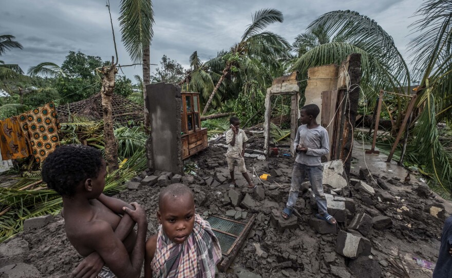 This is what's left of one family's house in the town of Macomia in Mozambique after Cyclone Kenneth hit on Thursday. It was the second intense cyclone to strike the country in six weeks.