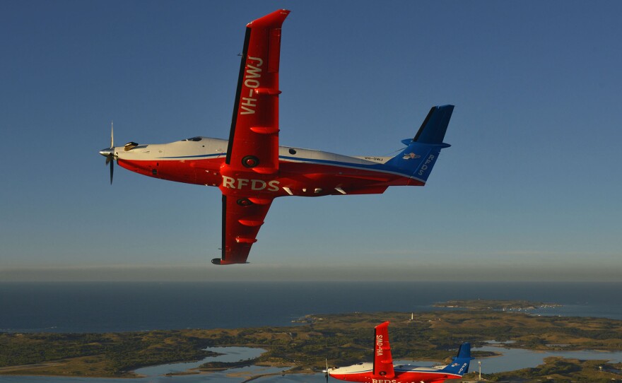 2 RFDS Pilatus PC-12 in air