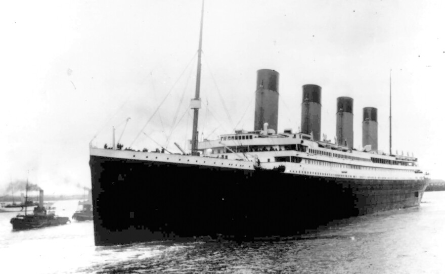 FILE - The Titanic leaves Southampton, England, April 10, 1912, on her maiden voyage.