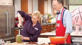 Test kitchen chef Bridget Lancaster cooks with host Christopher Kimball.