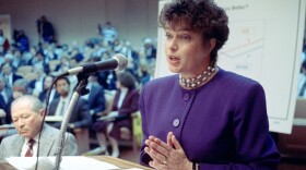 San Diego Mayor Maureen O'Connor testifies before a California Public Utilities Commission hearing in San Francisco, March 20, 1991.