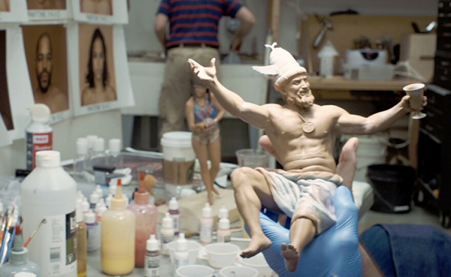 Close-up of a figurine of The King for a diorama about the pre-flood world.