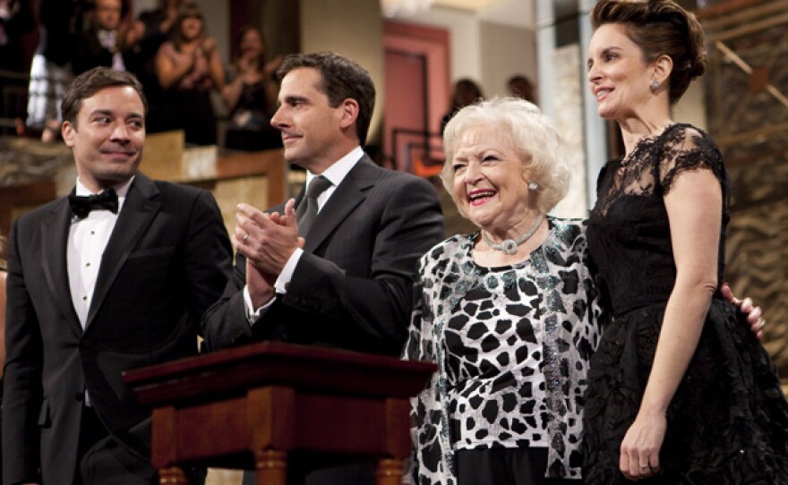 Pictured: Jimmy Fallon, Steve Carell, Betty White and Tina Fey. This fall, The Kennedy Center Mark Twain Prize salutes Tina Fey with a star-studded cast of Fey's friends and colleagues.