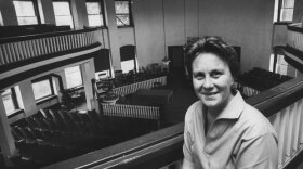 Pulitzer Prize-winning "To Kill a Mockingbird" author Harper Lee in a local courthouse while visiting her home town.