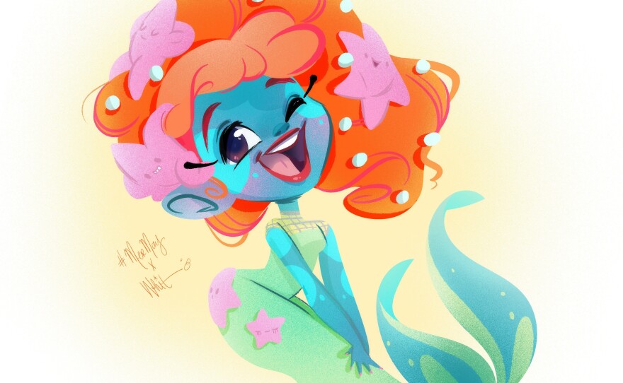 "Harmony," MerMay's 2022 mascot, was drawn by toy designer Whitney Pollett.