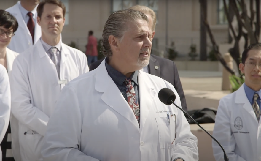 County official Dr. Nick Yphantides discusses the the latest news about a hepatitis A outbreak in San Diego, Sept., 2017.
