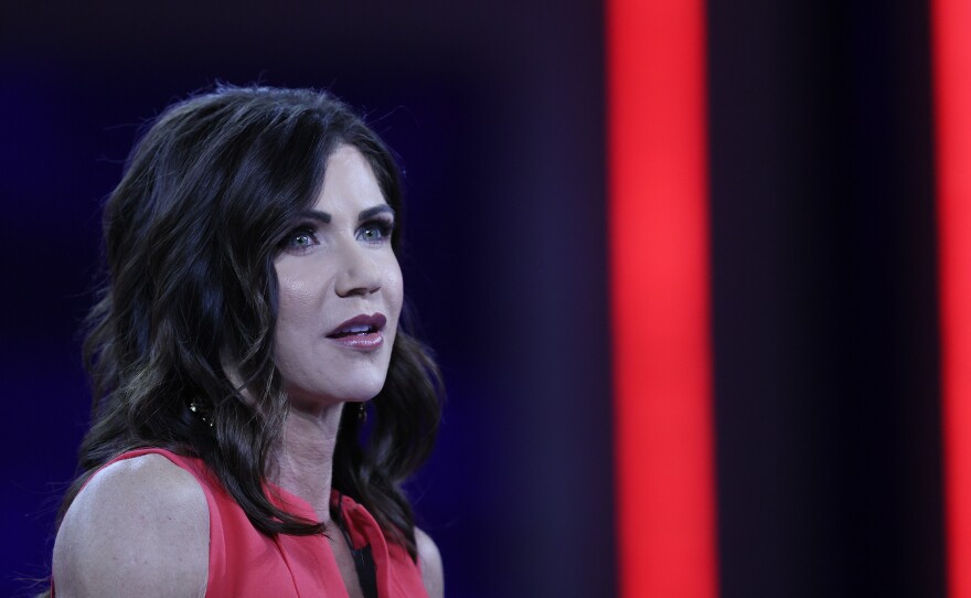 South Dakota Gov. Kristi Noem addresses the Conservative Political Action Conference held in the Hyatt Regency on February 27 in Orlando, Florida.