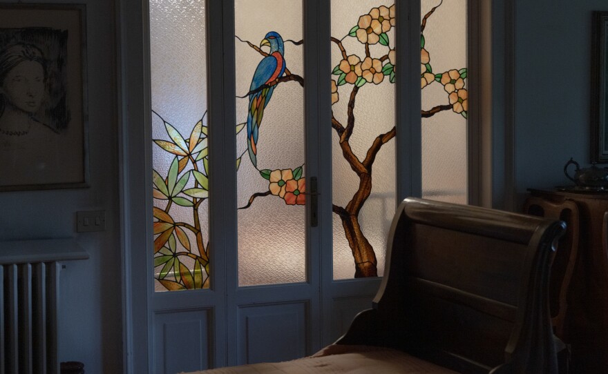 A view of a window in Vira Zhmurko and Liliya Khodunay's house in Milan in February 2023. Since the war broke out and they are forced to live through it at a distance, many of the Ukrainian women describe a sense of emptiness and silence inside them.