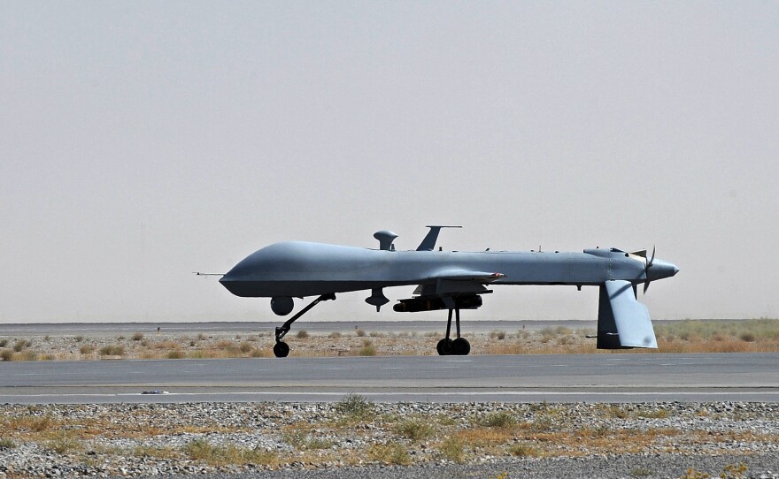 An unmanned U.S. Predator drone sat on the tarmac of Kandahar military airport in southern Afghanistan in 2010. Drone strikes have increased markedly on Obama's watch.