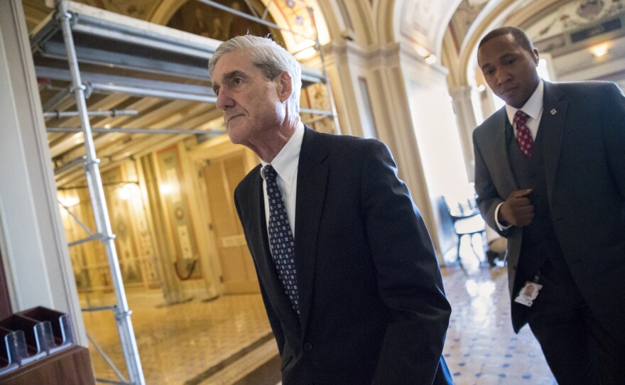 Special Counsel Robert Mueller departs after a closed-door meeting with members of the Senate Judiciary Committee about Russian meddling in the election and possible connection to the Trump campaign, at the Capitol in Washington, Wednesday, June 21, 2017.