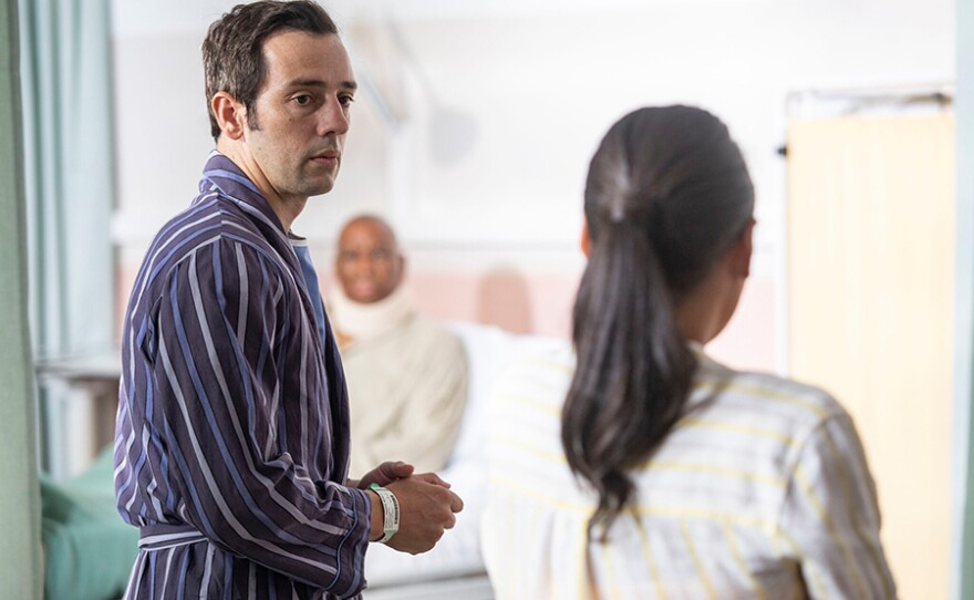 DI Neville Parker (RALF LITTLE), DS Florence Cassell (JOSEPHINE JOBERT) in a scene from DEATH IN PARADISE: Season 10. 

