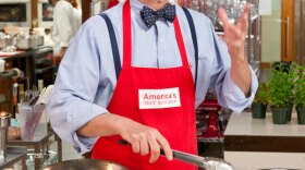 AMERICA'S TEST KITCHEN host Christopher Kimball is in the test kitchen cooking pasta. 