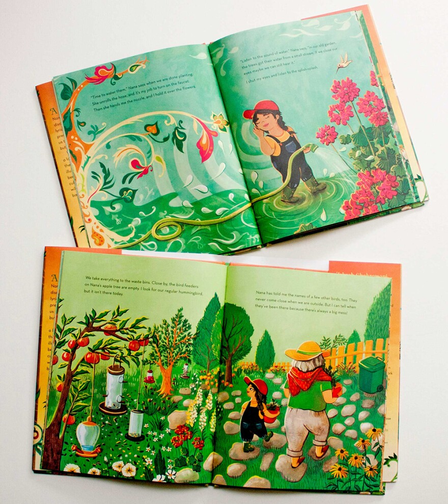 Interior pages of Zohreh Ghahremani and Susie Ghahremani's book "Memory Garden" are shown in an undated photo.