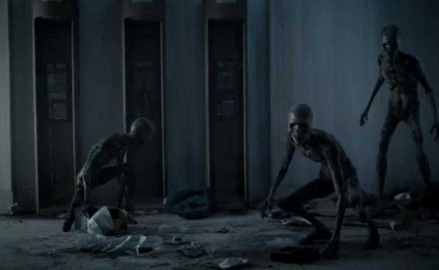 Above: "bonies," deadest and most ferocious of the undead in the film, "Warm Bodies."