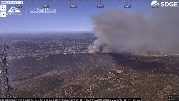 The Lodge Fire burns near Spring Valley in East San Diego County on Sept. 5, 2025. 