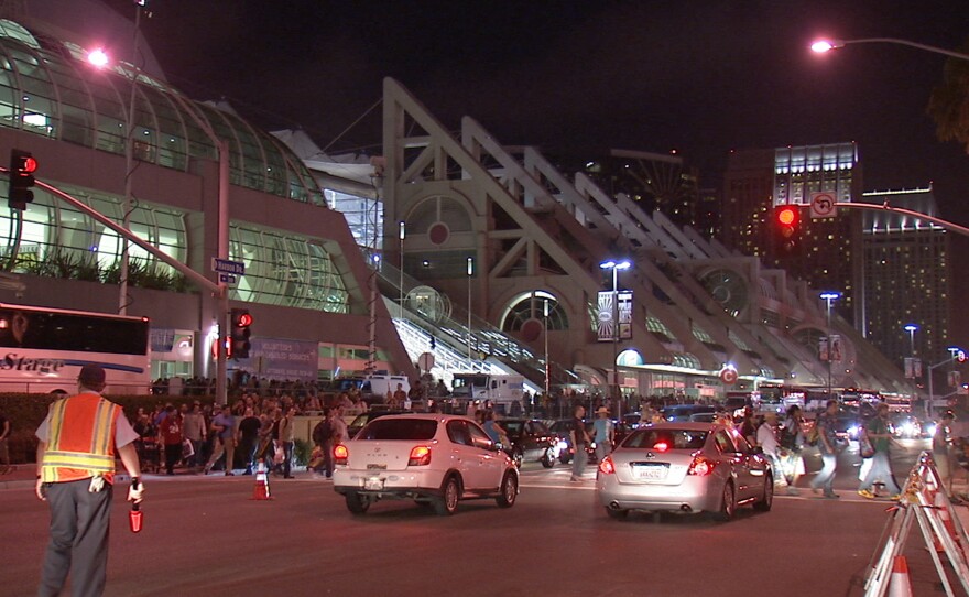 Harbor Drive out in front of the San Diego Convention Center during Comic-Con in 2010. The street will be closed to traffic this year.