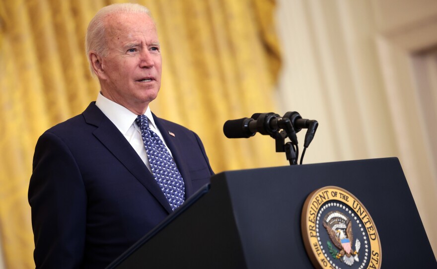 President Biden speaks at the White House on Sept. 8.