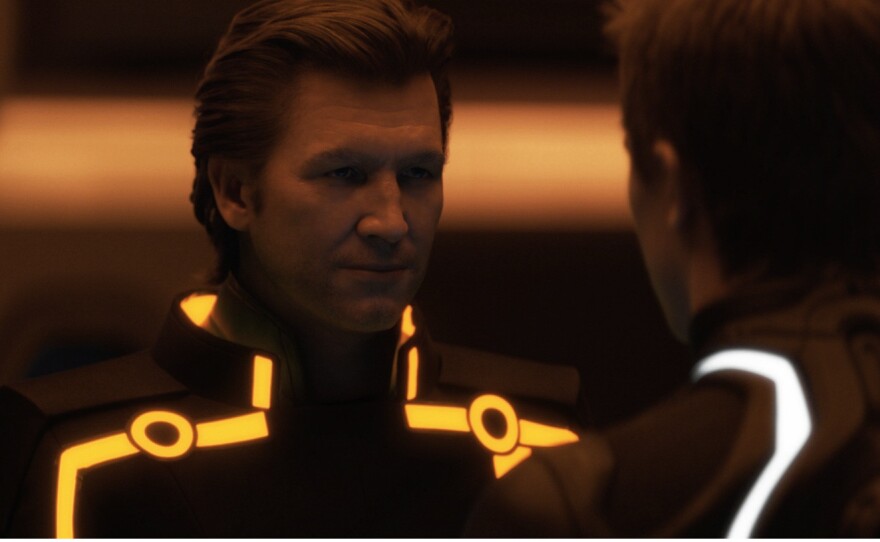 Jeff Bridges with his CGI facelift in "TRON: Legacy."